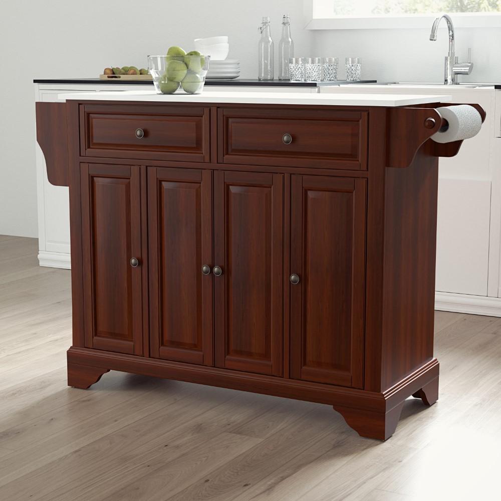 Crosley Furniture - Lafayette Granite Top Full Size Kitchen Island/Cart Mahogany/White - KF30005BMA veiw 8