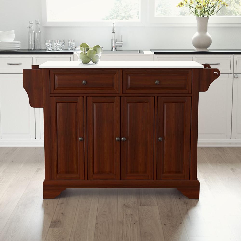 Crosley Furniture - Lafayette Granite Top Full Size Kitchen Island/Cart Mahogany/White - KF30005BMA veiw 9