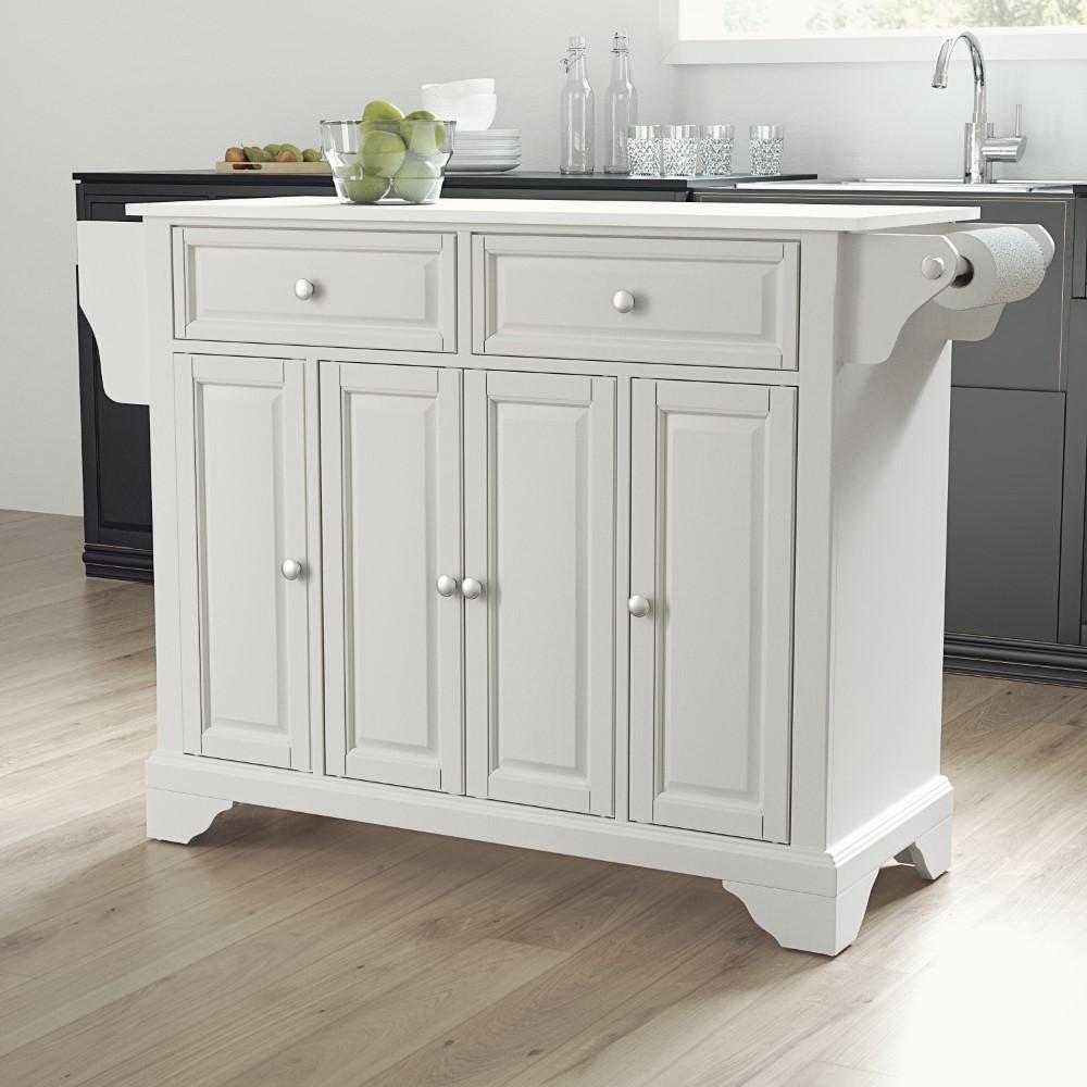 Crosley Furniture - Lafayette Granite Top Full Size Kitchen Island/Cart White/White - KF30005BWH veiw 4