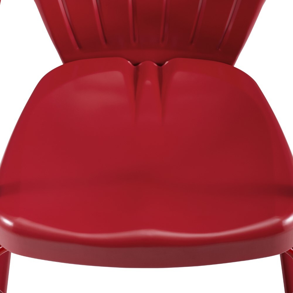 Crosley Furniture - Ridgeland 3 Piece Outdoor Bistro Set Bright Red Gloss/White Satin - Bistro Table & 2 Chairs - KO10016RE veiw 5