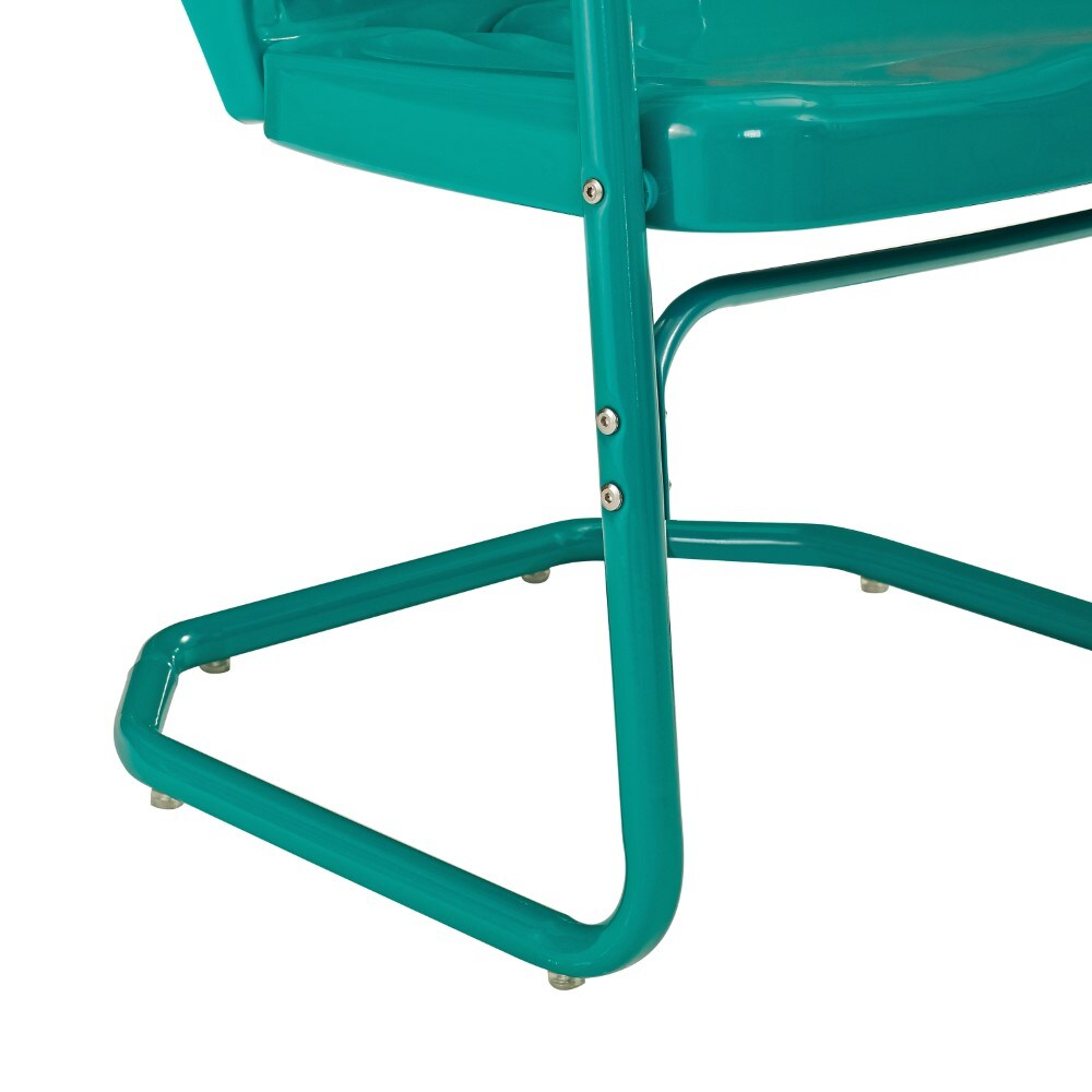 Crosley Furniture - Ridgeland 3 Piece Outdoor Bistro Set Turquoise Gloss /White Satin - Bistro Table & 2 Chairs - KO10016TU veiw 7