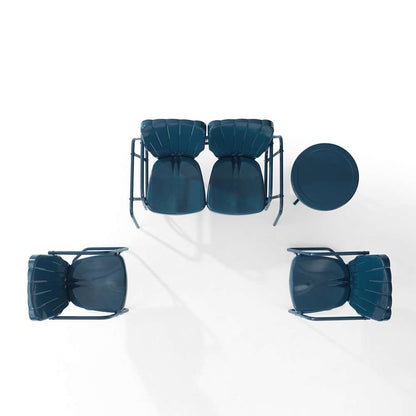 Crosley Furniture - Ridgeland 4Pc Outdoor Metal Conversation Set Navy Gloss - Loveseat Glider, Side Table, & 2 Armchairs - KO10022NV veiw 5