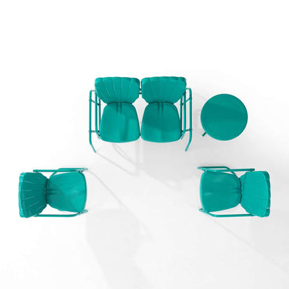 Crosley Furniture - Ridgeland 4Pc Outdoor Metal Conversation Set Turquoise Gloss - Loveseat Glider, Side Table, & 2 Armchairs - KO10022TU veiw 5