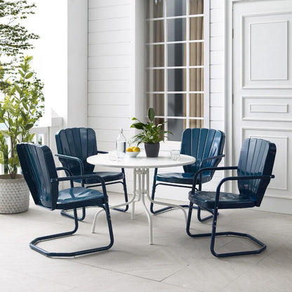 Crosley Furniture - Ridgeland 5 Piece Outdoor Dining Set Navy Gloss /White Satin - Dining Table & 4 Chairs - KO10015NV veiw 8