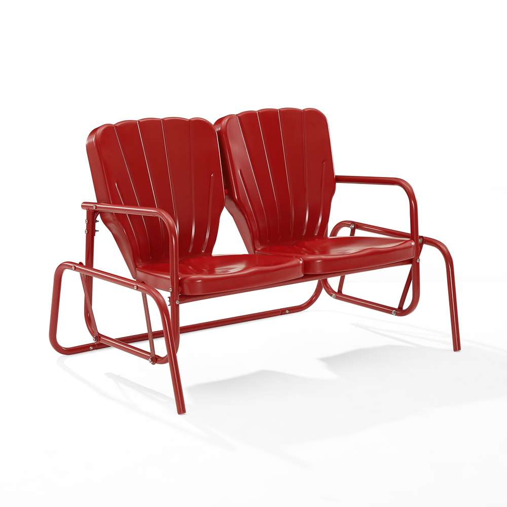 Crosley Furniture - Ridgeland Outdoor Metal Loveseat Glider Bright Red Gloss - CO1032-RE veiw 2