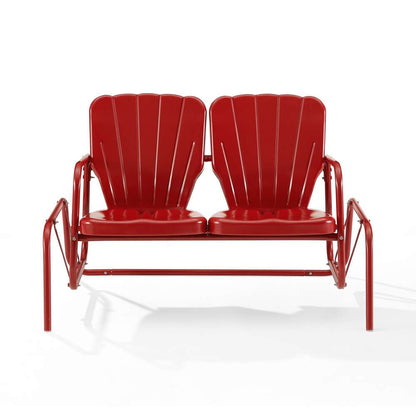 Crosley Furniture - Ridgeland Outdoor Metal Loveseat Glider Bright Red Gloss - CO1032-RE veiw 3