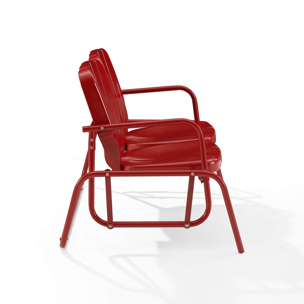 Crosley Furniture - Ridgeland Outdoor Metal Loveseat Glider Bright Red Gloss - CO1032-RE veiw 5