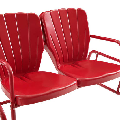 Crosley Furniture - Ridgeland Outdoor Metal Loveseat Glider Bright Red Gloss - CO1032-RE veiw 6
