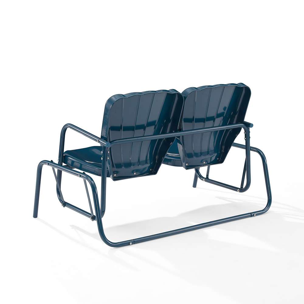 Crosley Furniture - Ridgeland Outdoor Metal Loveseat Glider Navy Gloss - CO1032-NV veiw 4
