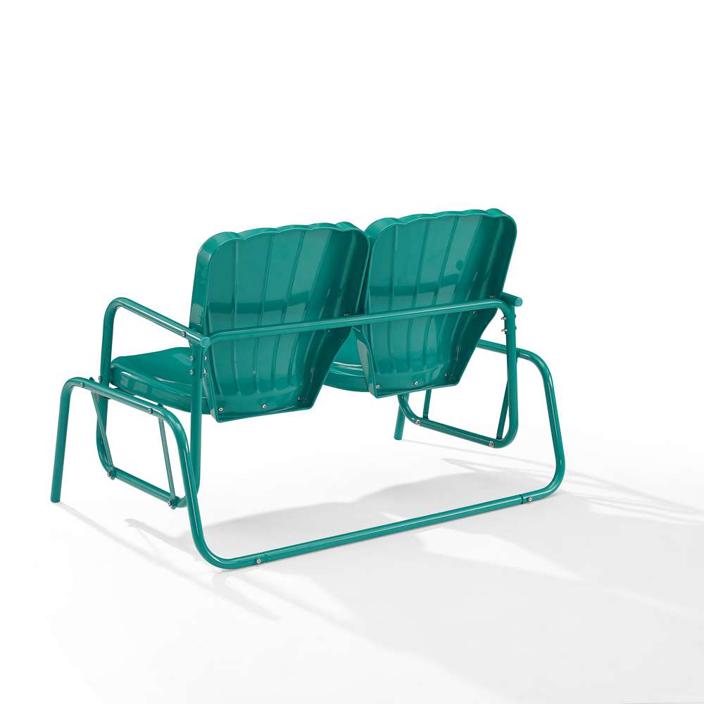 Crosley Furniture - Ridgeland Outdoor Metal Loveseat Glider Turquoise Gloss - CO1032-TU veiw 4