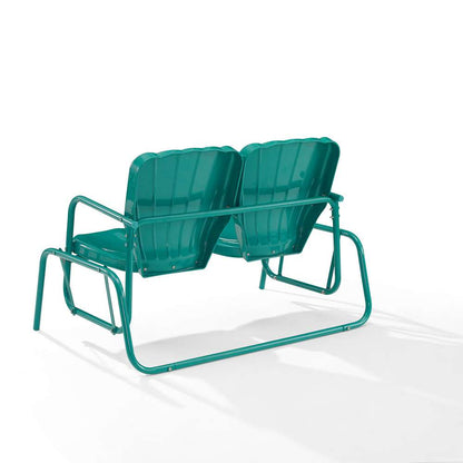 Crosley Furniture - Ridgeland Outdoor Metal Loveseat Glider Turquoise Gloss - CO1032-TU veiw 4