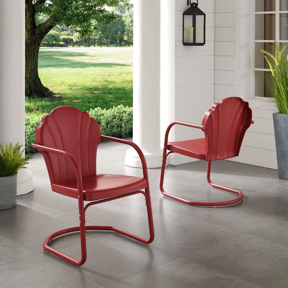 Crosley Furniture - Tulip 2 Piece Outdoor Chair Set Red - CO1029-RE veiw 8