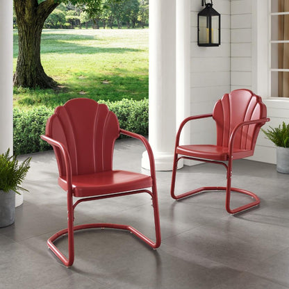 Crosley Furniture - Tulip 2 Piece Outdoor Chair Set Red - CO1029-RE veiw 9