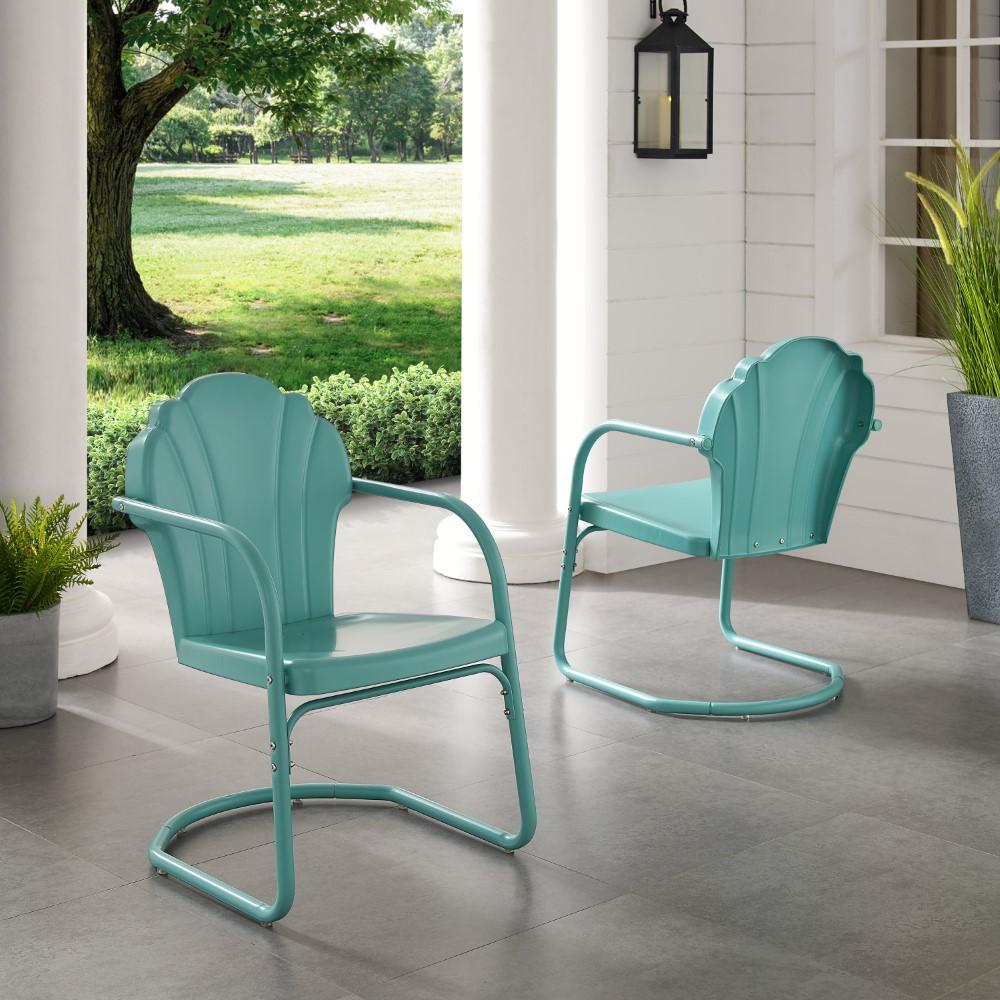 Crosley Furniture - Tulip 2 Piece Outdoor Chair Set Blue - CO1029-BL veiw 8