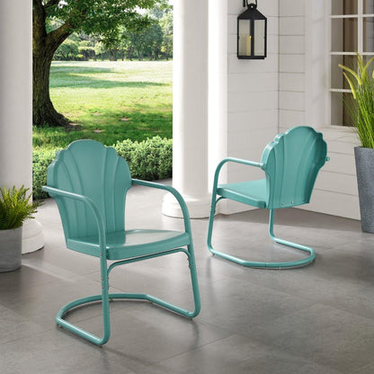 Crosley Furniture - Tulip 2 Piece Outdoor Chair Set Blue - CO1029-BL veiw 8