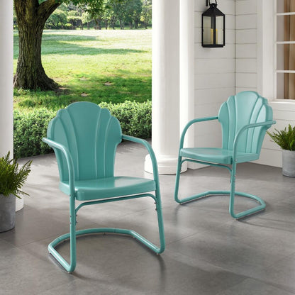 Crosley Furniture - Tulip 2 Piece Outdoor Chair Set Blue - CO1029-BL veiw 9