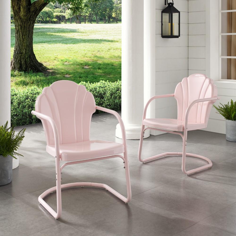 Crosley Furniture - Tulip 2 Piece Outdoor Chair Set Pink - CO1029-PI veiw 7