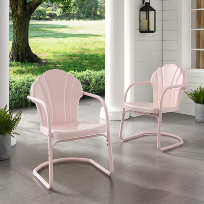 Crosley Furniture - Tulip 2 Piece Outdoor Chair Set Pink - CO1029-PI veiw 7