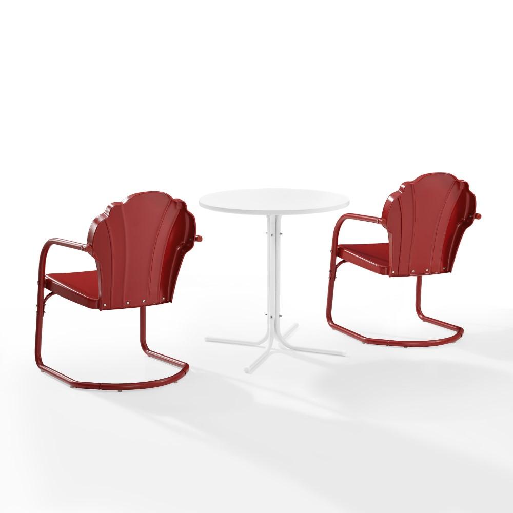 Crosley Furniture - Tulip 3 Piece Outdoor Bistro Set Dark Red Satin /White Satin - Bistro Table & 2 Chairs - KO10010RE veiw 3