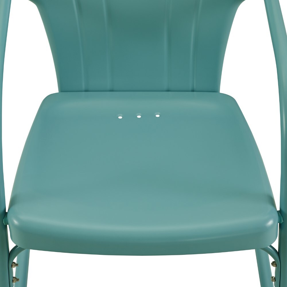 Crosley Furniture - Tulip 3 Piece Outdoor Bistro Set Pastel Blue Satin /White Satin - Bistro Table & 2 Chairs - KO10010BL veiw 5