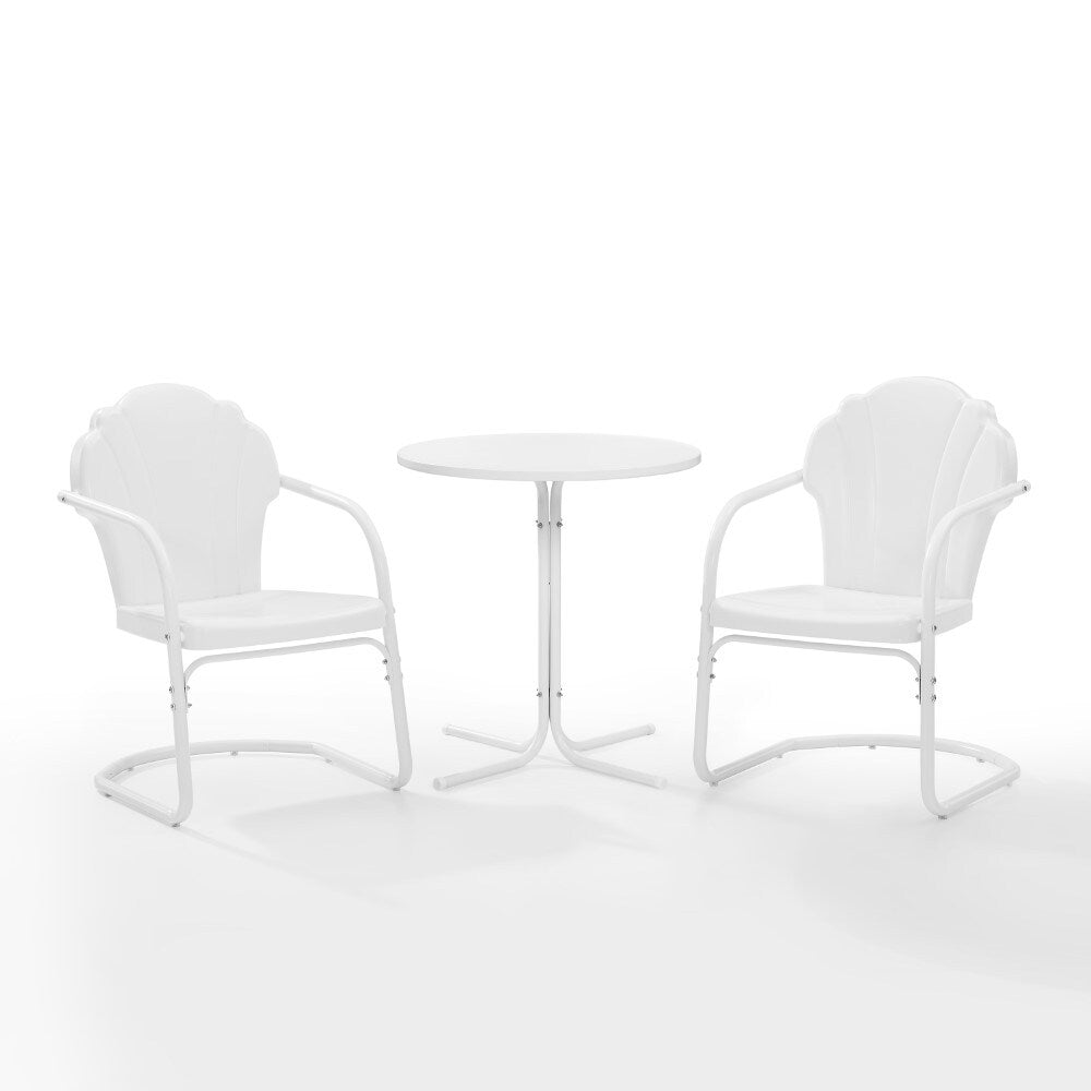 Crosley Furniture - Tulip 3 Piece Outdoor Bistro Set White Satin - Bistro Table & 2 Chairs - KO10010WH veiw 2
