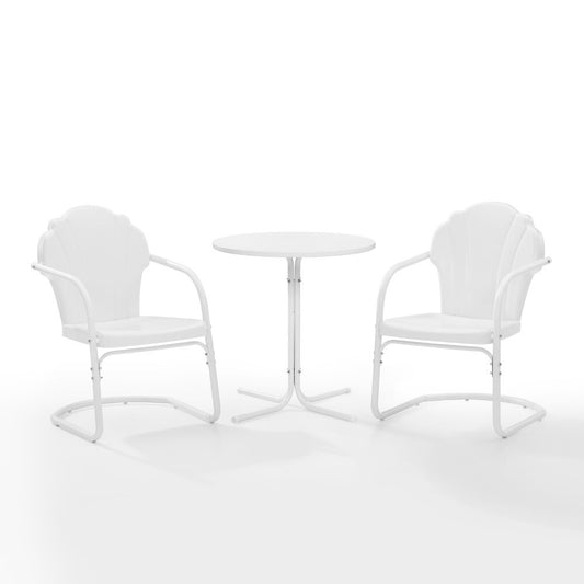 Crosley Furniture - Tulip 3 Piece Outdoor Bistro Set White Satin - Bistro Table & 2 Chairs - KO10010WH veiw 2