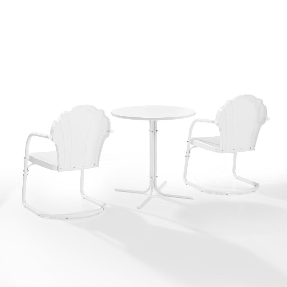 Crosley Furniture - Tulip 3 Piece Outdoor Bistro Set White Satin - Bistro Table & 2 Chairs - KO10010WH veiw 3