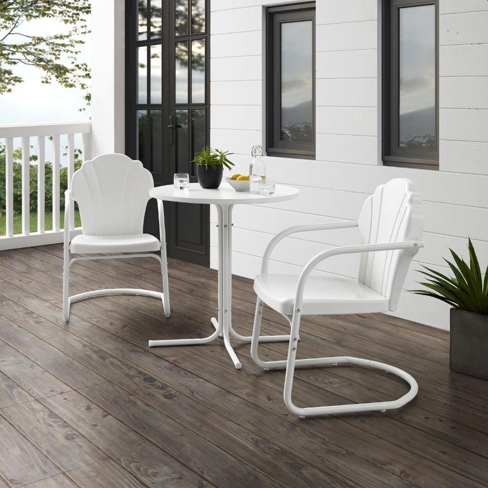 Crosley Furniture - Tulip 3 Piece Outdoor Bistro Set White Satin - Bistro Table & 2 Chairs - KO10010WH veiw 8