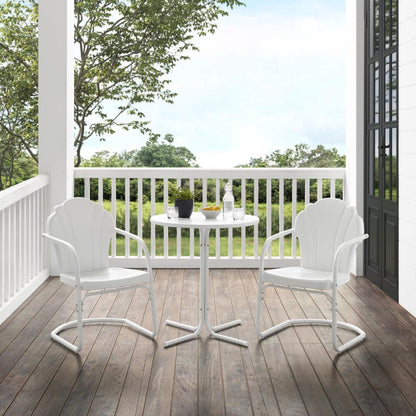 Crosley Furniture - Tulip 3 Piece Outdoor Bistro Set White Satin - Bistro Table & 2 Chairs - KO10010WH veiw 9