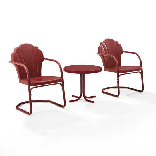 Crosley Furniture - Tulip 3 Piece Outdoor Chat Set Red - 2 Chairs, Side Table - KO10011RE veiw 1