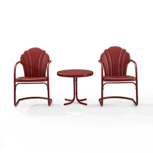 Crosley Furniture - Tulip 3 Piece Outdoor Chat Set Red - 2 Chairs, Side Table - KO10011RE veiw 2