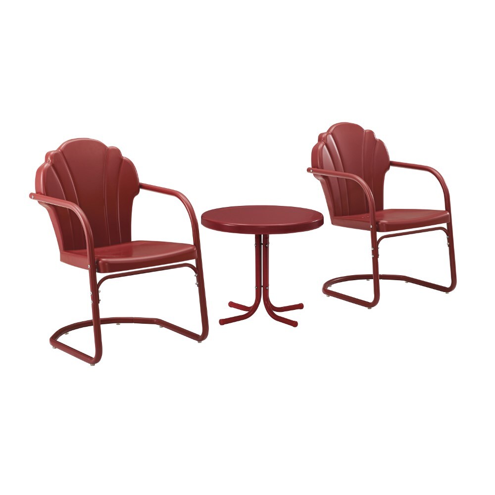 Crosley Furniture - Tulip 3 Piece Outdoor Chat Set Red - 2 Chairs, Side Table - KO10011RE veiw 3