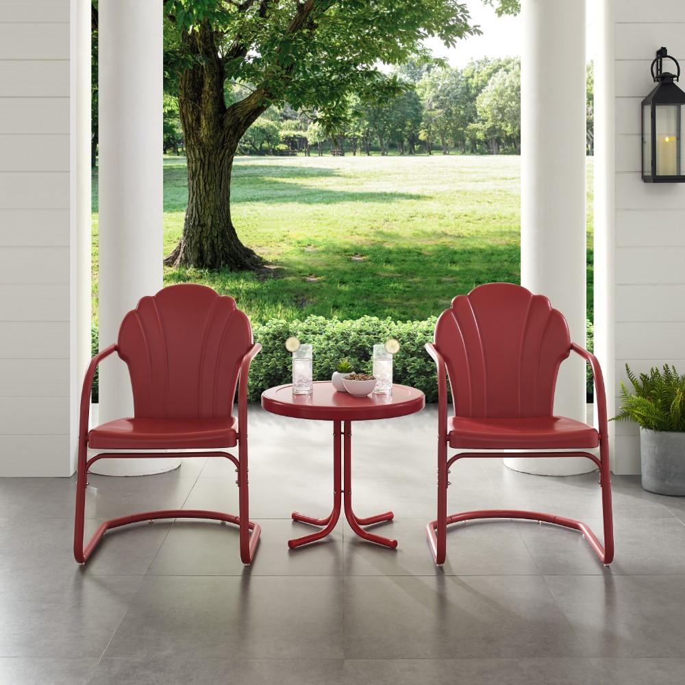 Crosley Furniture - Tulip 3 Piece Outdoor Chat Set Red - 2 Chairs, Side Table - KO10011RE veiw 5