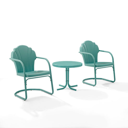 Crosley Furniture - Tulip 3 Piece Outdoor Chat Set Blue - 2 Chairs, Side Table - KO10011BL veiw 1