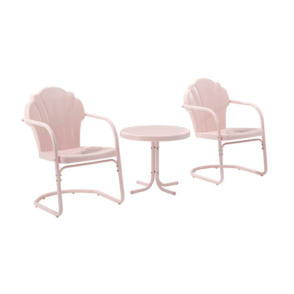 Crosley Furniture - Tulip 3 Piece Outdoor Chat Set Pink - 2 Chairs, Side Table - KO10011PI veiw 3