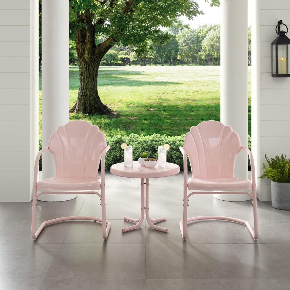 Crosley Furniture - Tulip 3 Piece Outdoor Chat Set Pink - 2 Chairs, Side Table - KO10011PI veiw 5