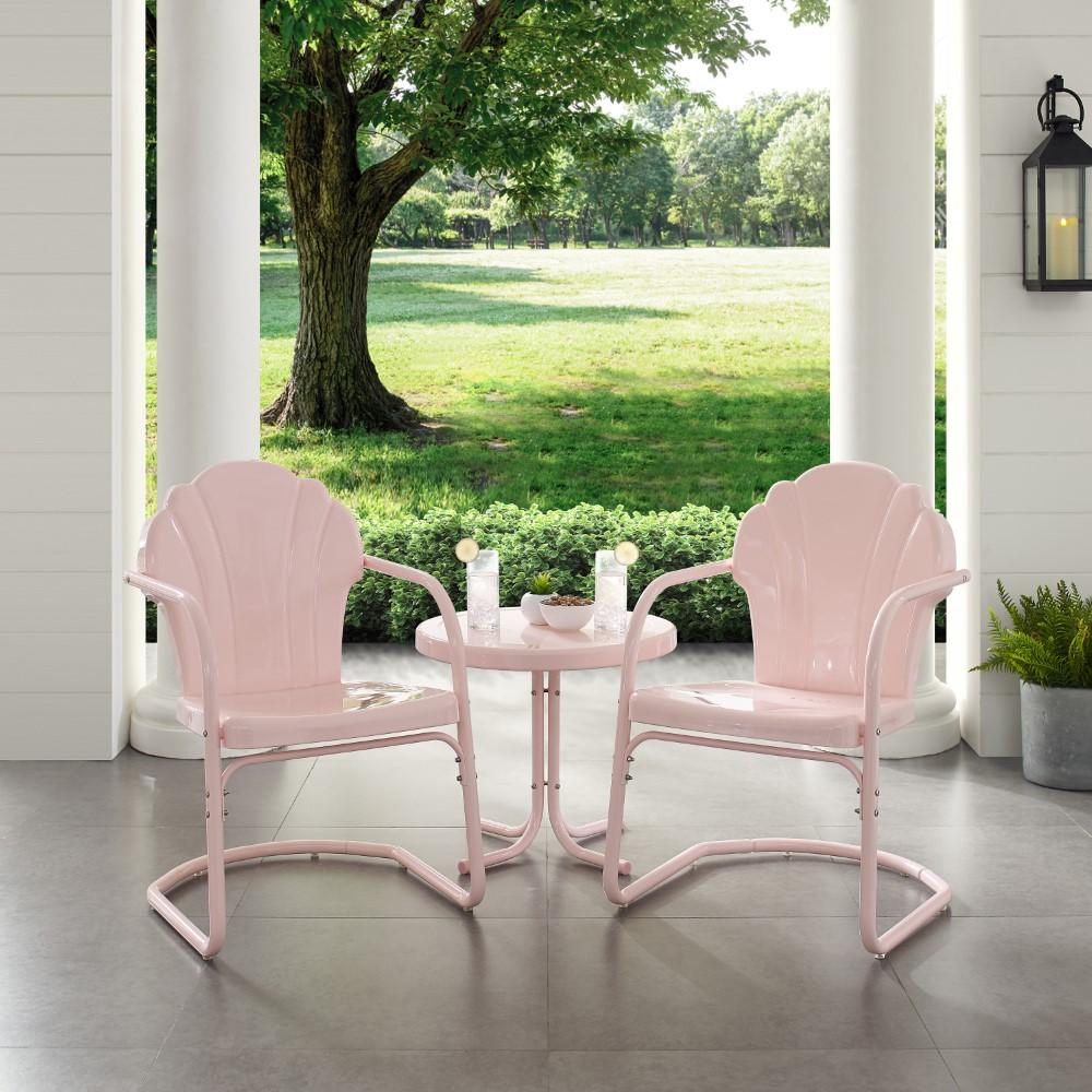 Crosley Furniture - Tulip 3 Piece Outdoor Chat Set Pink - 2 Chairs, Side Table - KO10011PI veiw 6