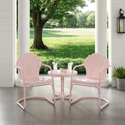 Crosley Furniture - Tulip 3 Piece Outdoor Chat Set Pink - 2 Chairs, Side Table - KO10011PI veiw 6