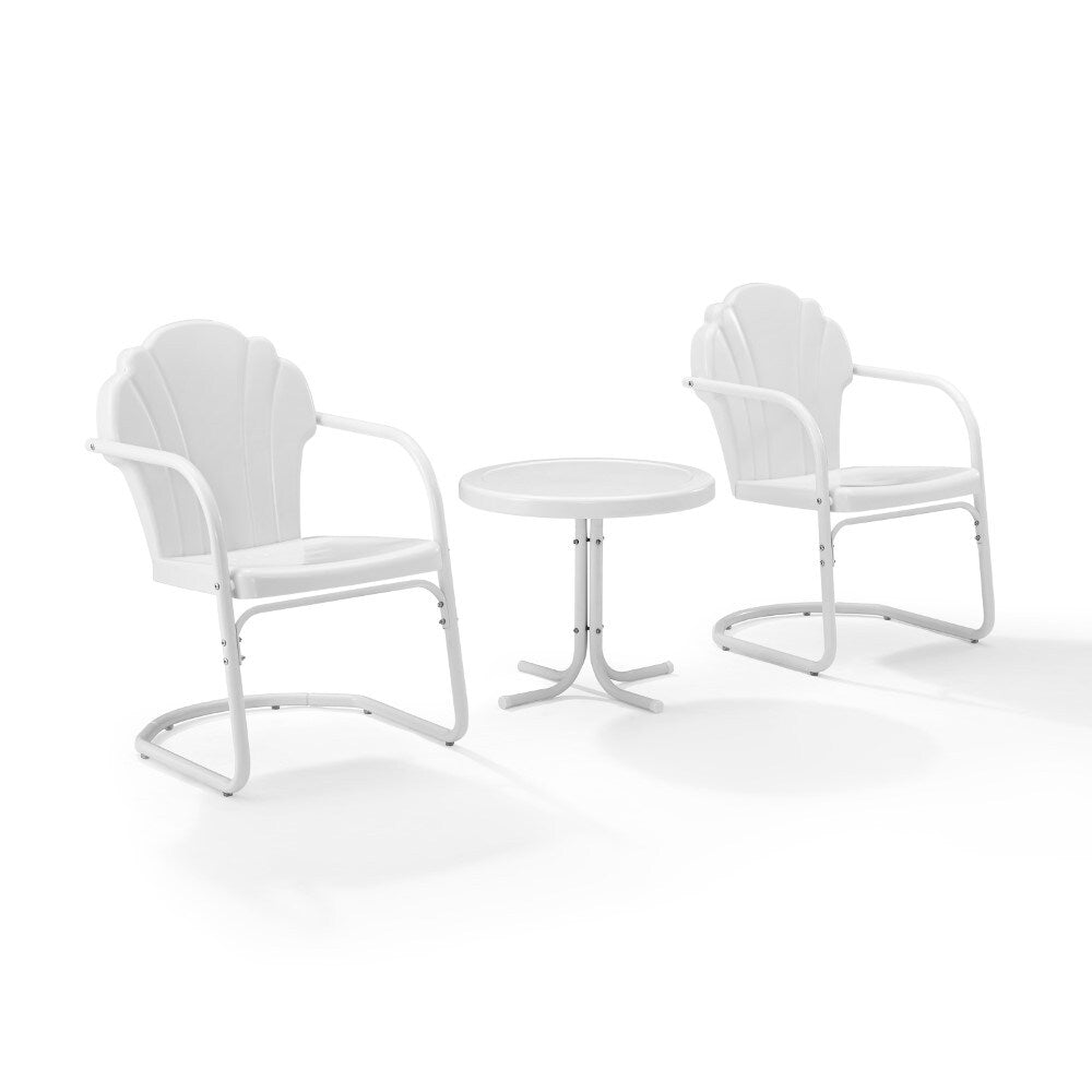 Crosley Furniture - Tulip 3 Piece Outdoor Chat Set White - 2 Chairs, Side Table - KO10011WH veiw 1