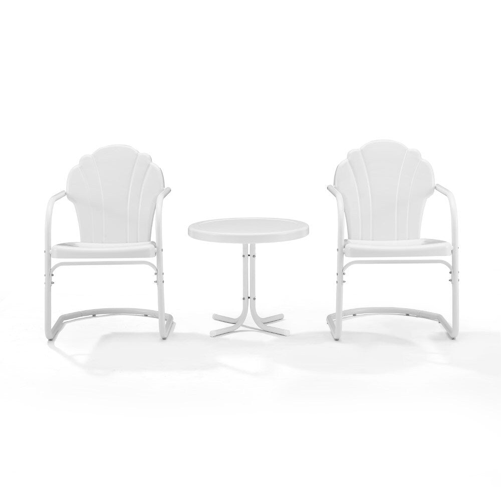 Crosley Furniture - Tulip 3 Piece Outdoor Chat Set White - 2 Chairs, Side Table - KO10011WH veiw 2