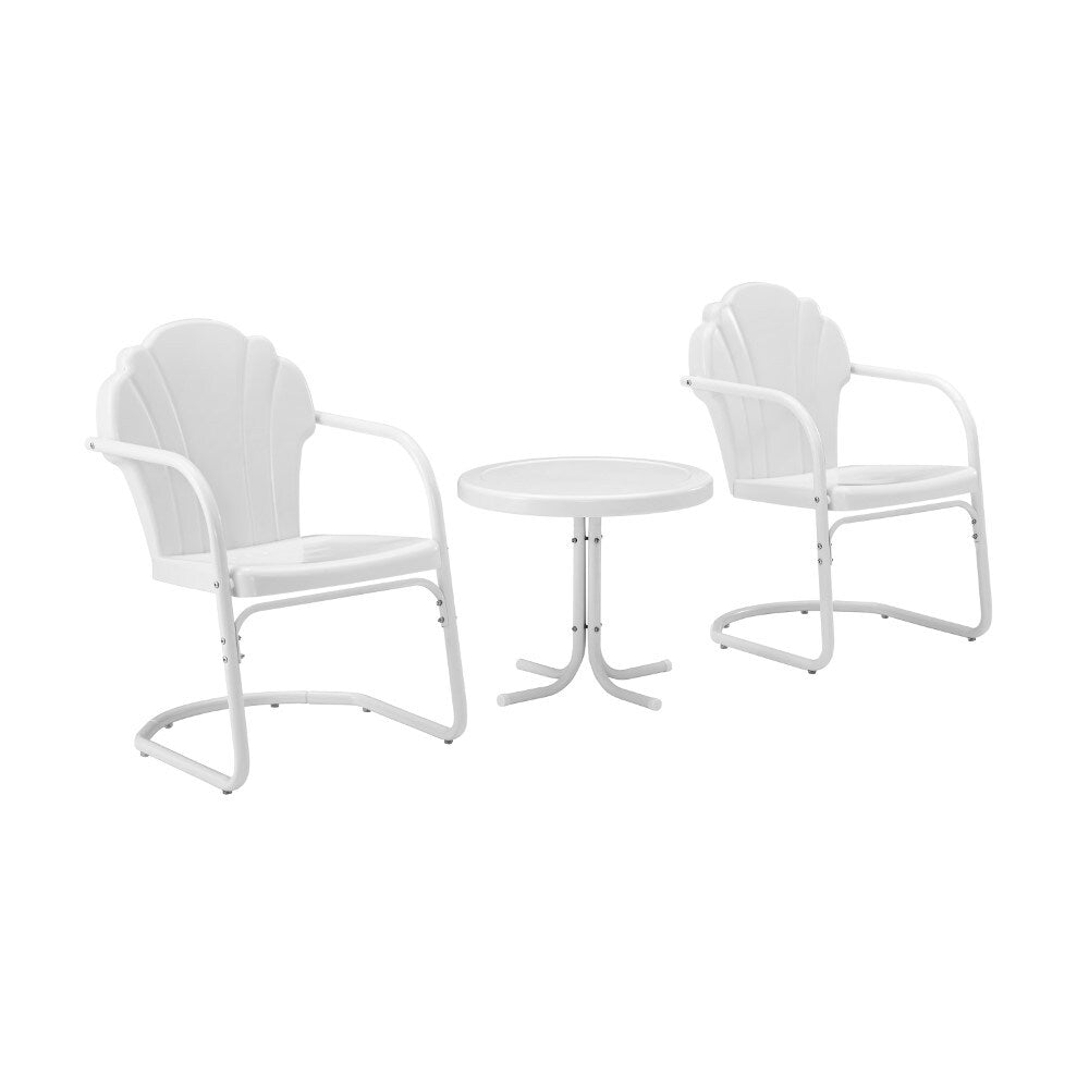 Crosley Furniture - Tulip 3 Piece Outdoor Chat Set White - 2 Chairs, Side Table - KO10011WH veiw 3