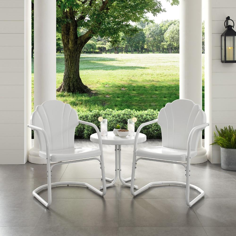 Crosley Furniture - Tulip 3 Piece Outdoor Chat Set White - 2 Chairs, Side Table - KO10011WH veiw 5