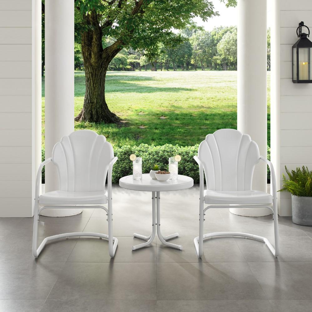 Crosley Furniture - Tulip 3 Piece Outdoor Chat Set White - 2 Chairs, Side Table - KO10011WH veiw 6
