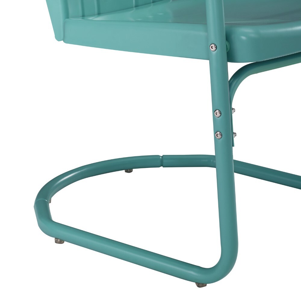 Crosley Furniture - Tulip 5 Piece Outdoor Dining Set Pastel Blue Satin /White Satin - Dining Table & 4 Chairs - KO10014BL veiw 7