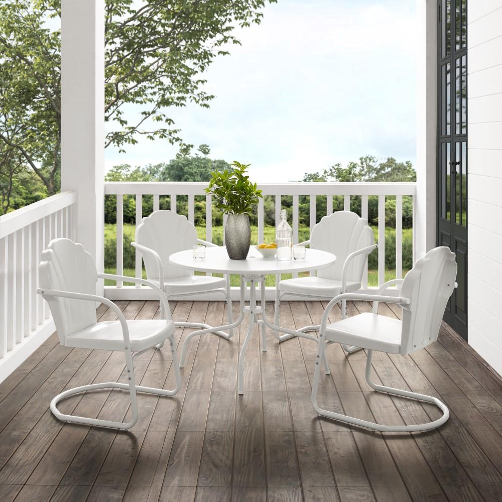 Crosley Furniture - Tulip 5 Piece Outdoor Dining Set White Satin - Dining Table & 4 Chairs - KO10014WH veiw 4