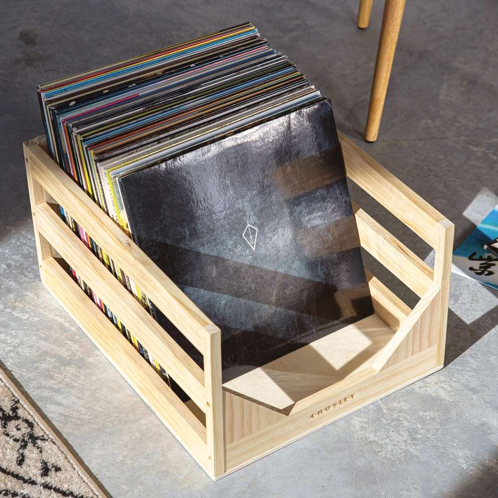 Crosley Radio - Vinyl Record Storage Crate Box In Natural - AC1004A-NA veiw 2