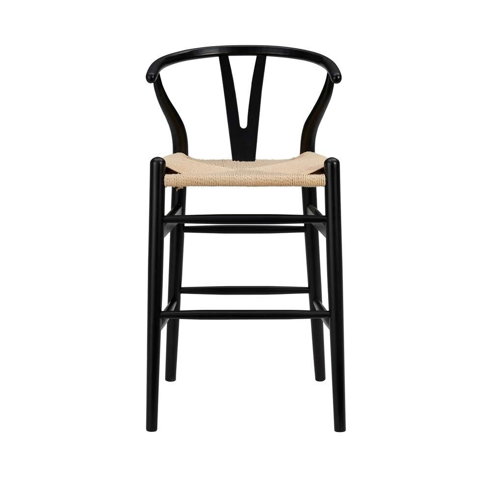 Euro Style - Evelina-C Counter Stool in Black Frame and Natural Seat - 08169BLK veiw 1