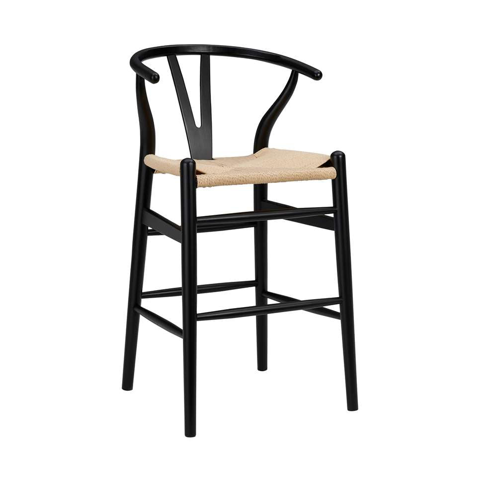 Euro Style - Evelina-C Counter Stool in Black Frame and Natural Seat - 08169BLK veiw 2