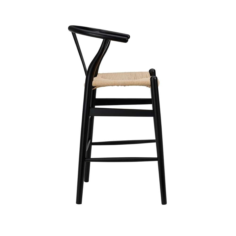 Euro Style - Evelina-C Counter Stool with Black Stained Framed and Black Rush Seat - 08161BLK veiw 3