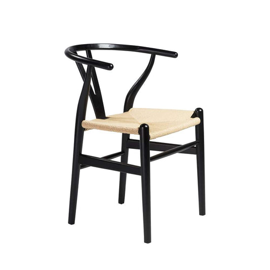 Euro Style - Evelina Side Chair in Black with Natural Rush Seat (Set of 2) - 08157BLK veiw 2